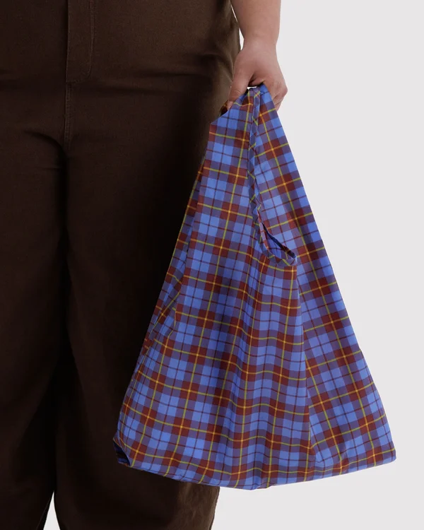 Standard Baggu - Blue Tartan - Material: ripstop-nylon