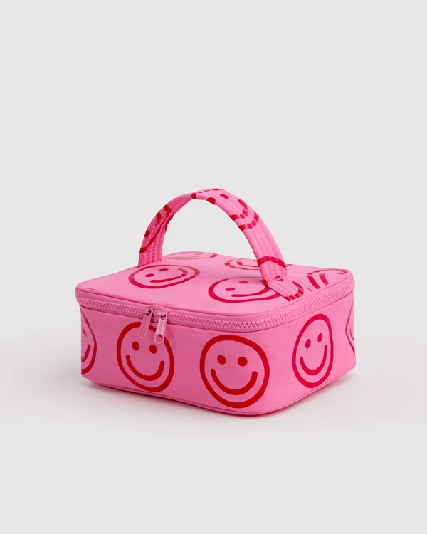 Small Cosmetic Case - Azalea Pink Happy - Material: heavyweight-nylon