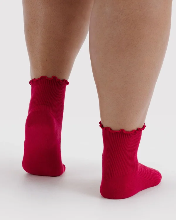 Lettuce Edge Sock Set of 2 - Wild Plum & Cherry - Size: OS