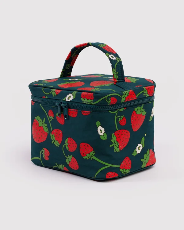 Large Cosmetic Case - Strawberry Blossom - Material: heavyweight-nylon