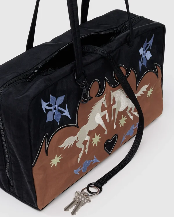 Medium Nylon Bowler Bag - Sale - Western Appliqué