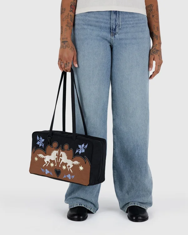 Medium Nylon Bowler Bag - Sale - Western Appliqué