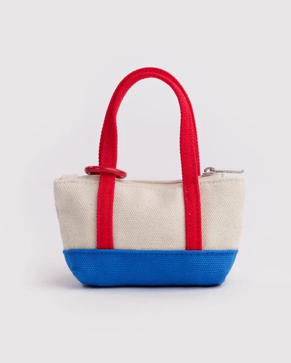 Moma Tote Charm - Red/ Blue - Material: Canvas