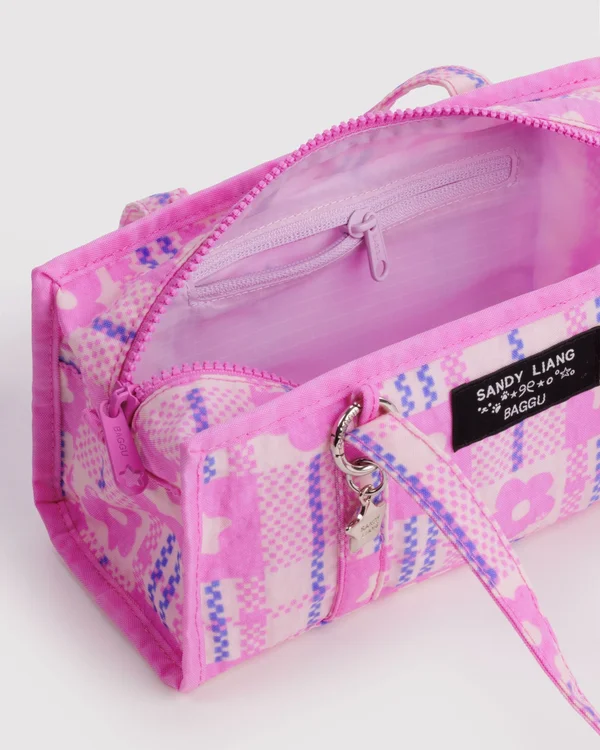 Mini Nylon Market Bag - Market Plaid Pink