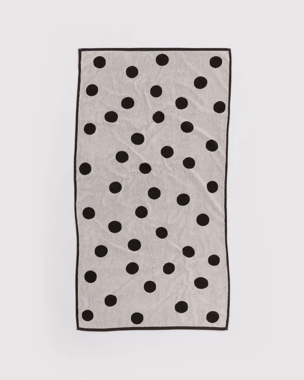 Bath Towel - Cream and Black Polka Dot