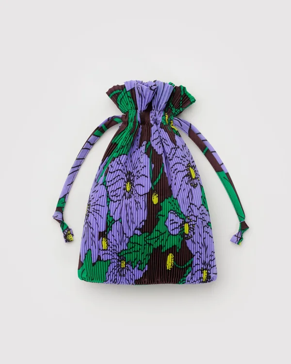 Pleated Baggu - Maroon Poppy