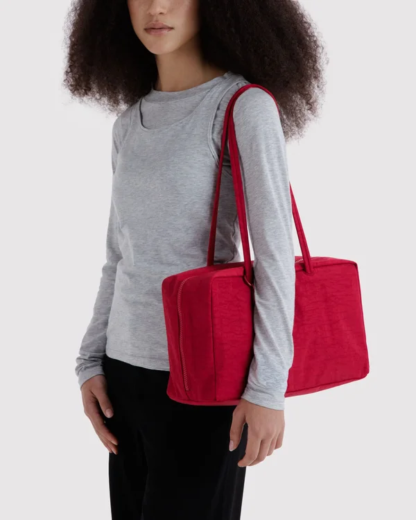 Medium Nylon Bowler Bag - Cherry - Size: OS