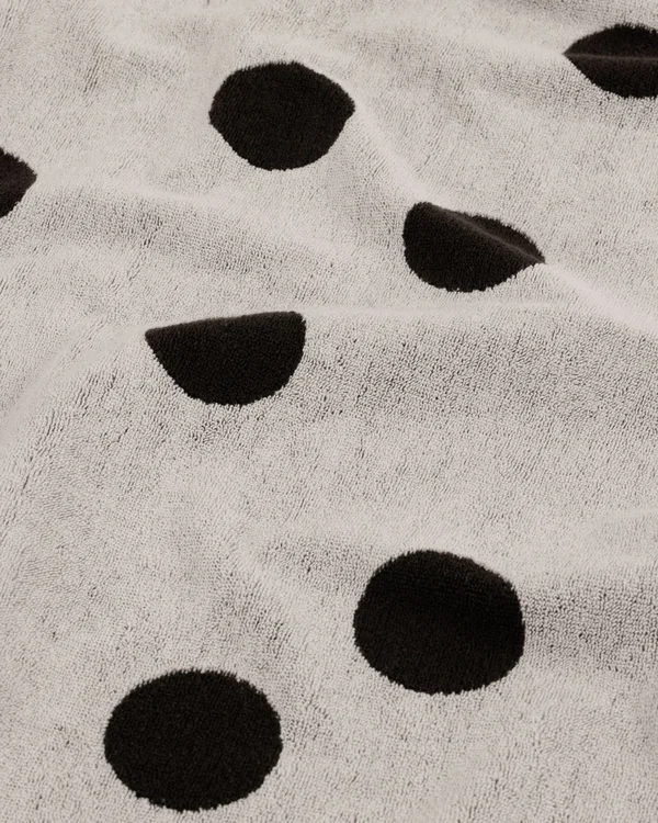 Bath Towel - Cream and Black Polka Dot