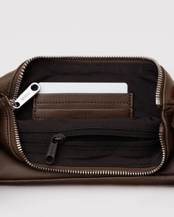 Recycled Leather Pochette - Brown