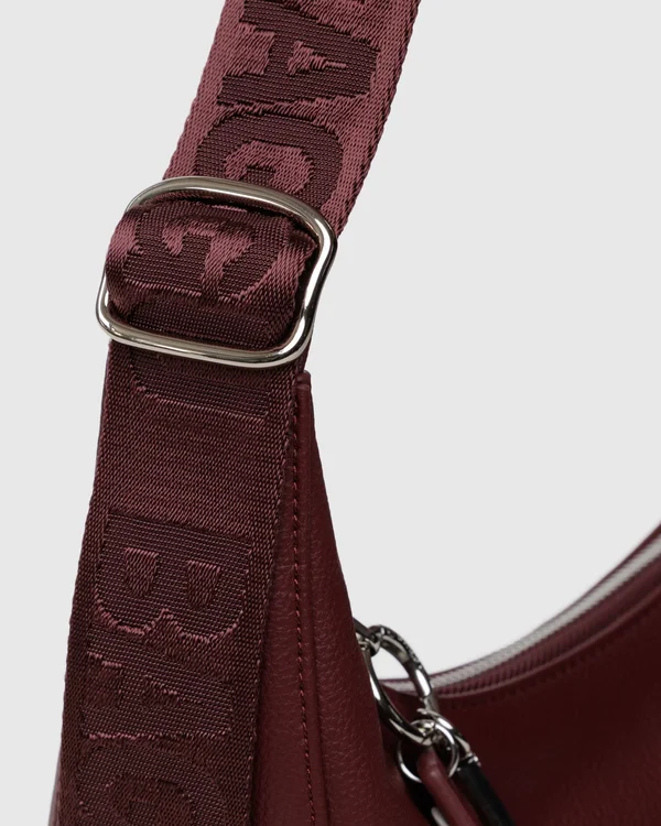 Medium Recycled Leather Crescent Bag - Mahogany