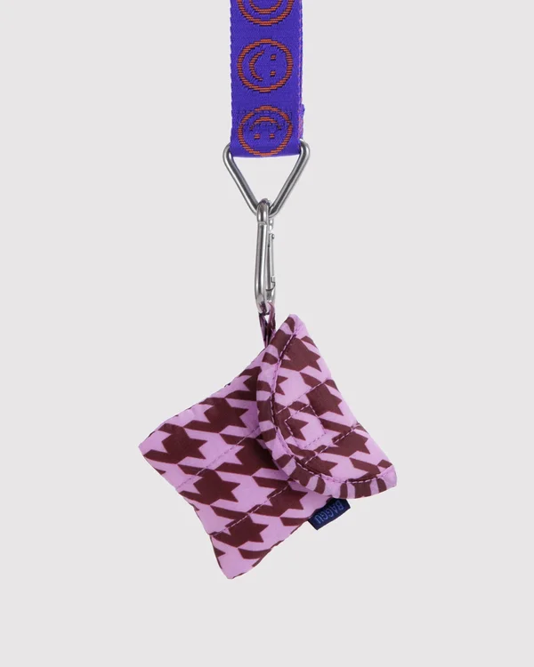 Puffy Earbuds Case - Pink Houndstooth - Size: OS