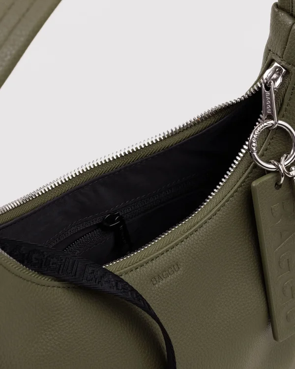 Mini Recycled Leather Shoulder Bag - Loden