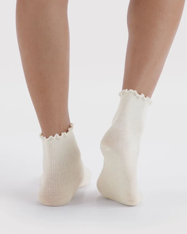 Lettuce Edge Sock Set of 2 - White