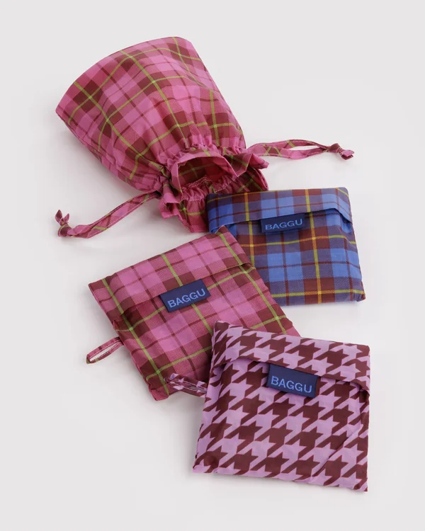 Standard Baggu Set of 3 - Check Mix - Material: ripstop-nylon