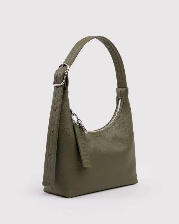 Mini Recycled Leather Shoulder Bag - Loden
