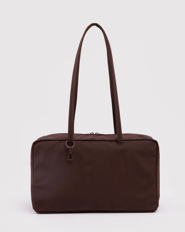 Medium Nylon Bowler Bag - Coffee - Material: heavyweight-nylon