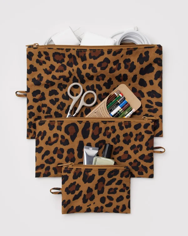 Flat Pouch Set - Leopard - Material: heavyweight-nylon