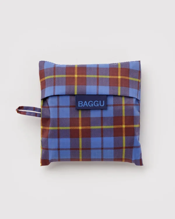 Standard Baggu - Blue Tartan - Material: ripstop-nylon