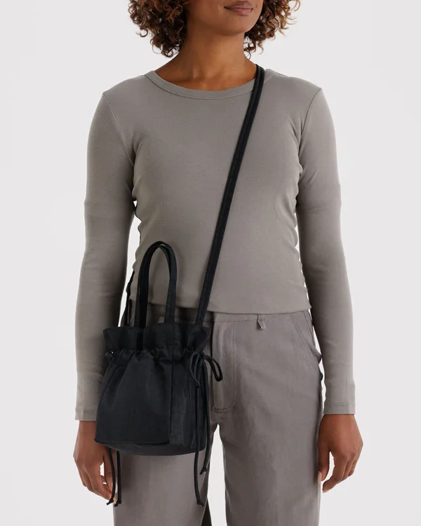 Nylon Drawstring Bag - Black - Material: heavyweight-nylon