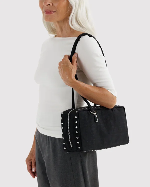 Nylon Bowler Bag - Studs - Material: heavyweight-nylon