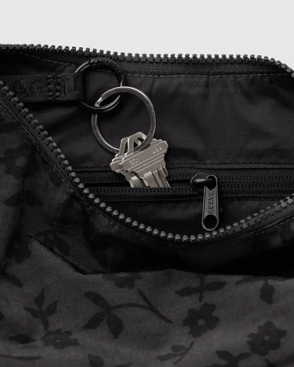 Small Nylon Crescent Bag - Charcoal Ditsy Floral - Material: heavyweight-nylon